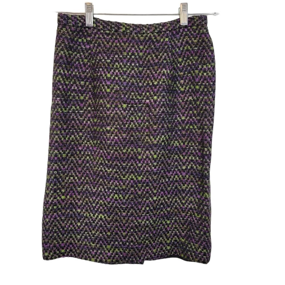Vintage Gianni Multi Color Wool Blend Career‎ Skirt Womens Size 4 USA EUC